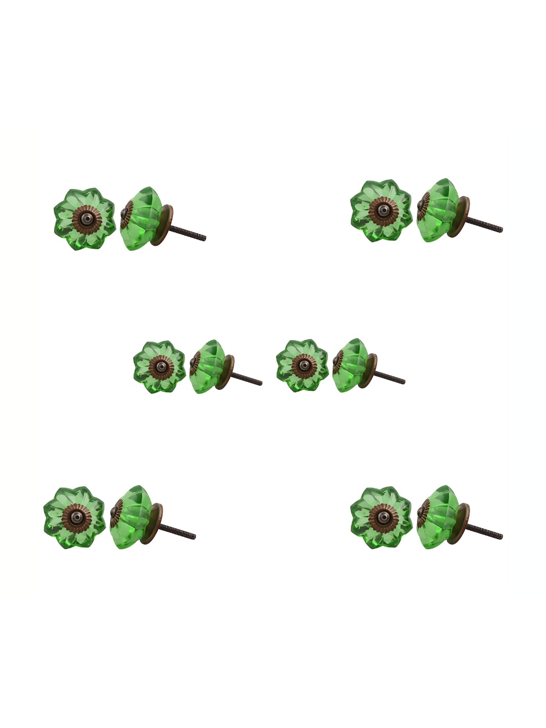 

Indianshelf 6-Pcs Green Textured Flower Knobs