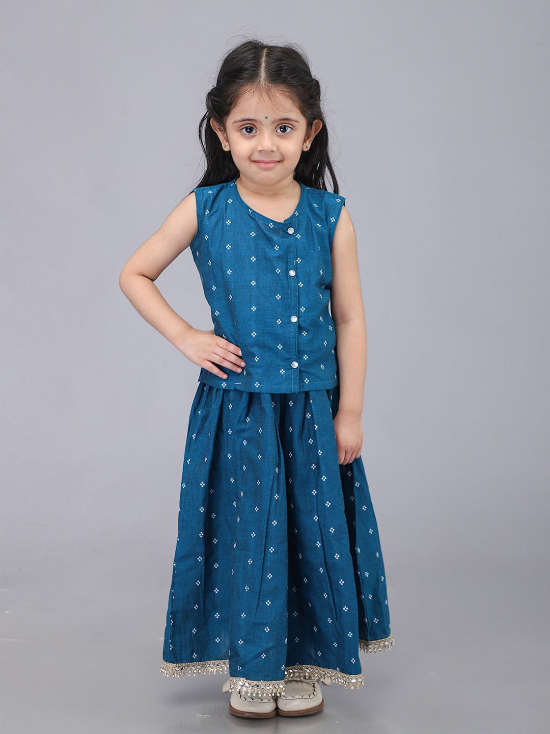 

Biglilpeople Girls Printed Ready to Wear Lehenga &, Blue
