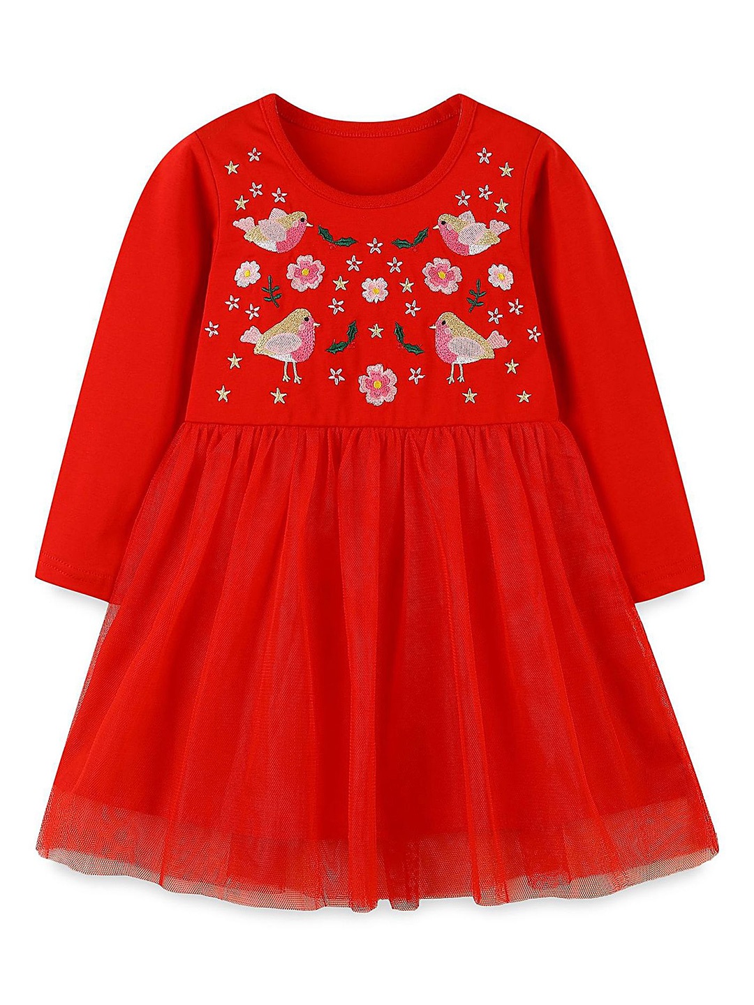 

LULU & SKY Girls Embellished Fit & Flare Dress, Red