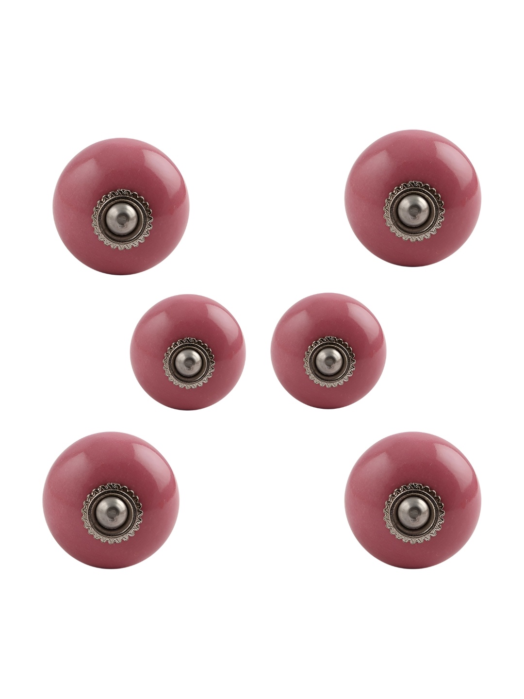 

Indianshelf 6-Pcs Pink & Grey Printed Ceramic Knobs