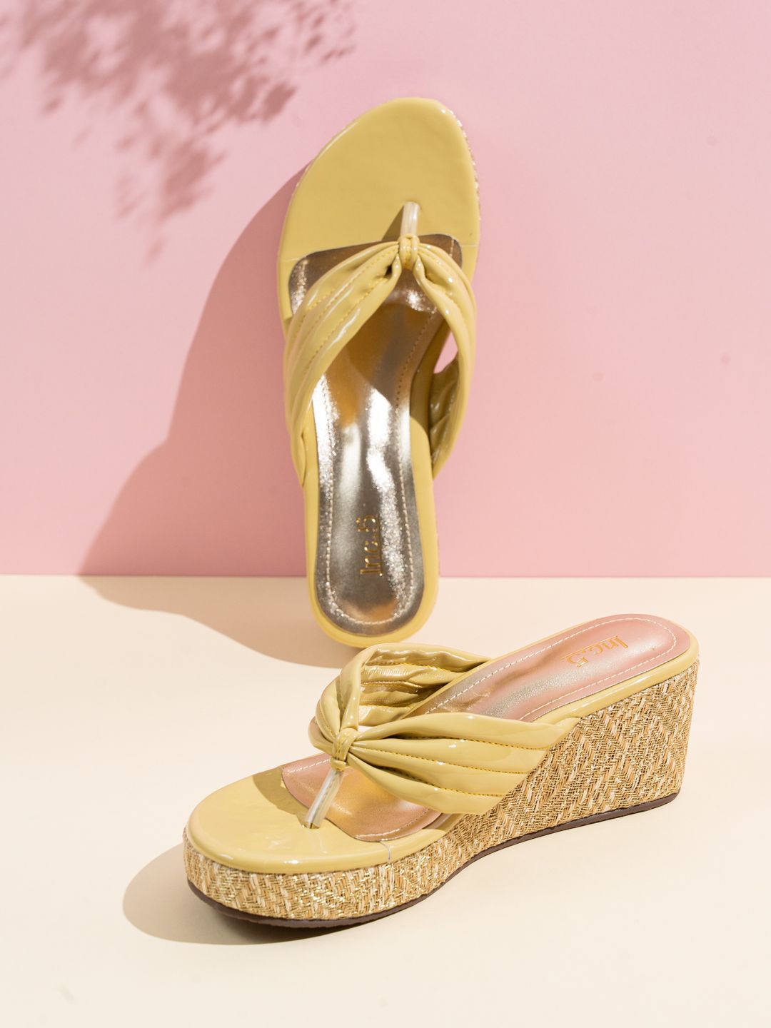 

Inc 5 Women Printed Wedge Heel Sandals, Yellow