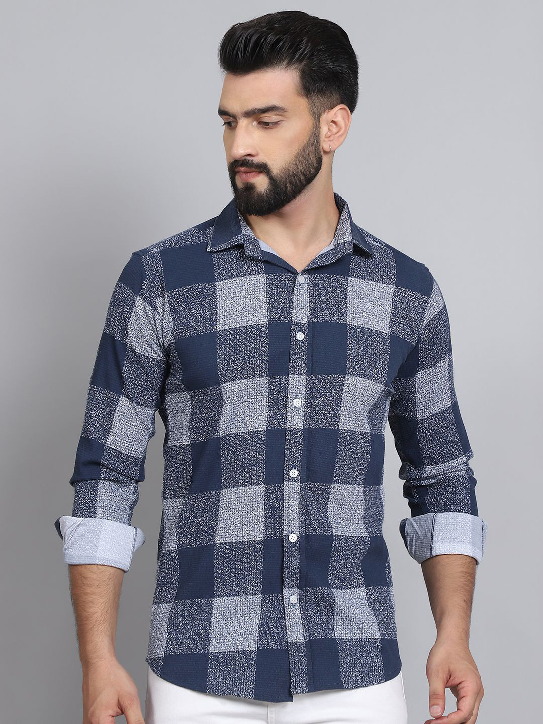 

Tanip Men Sheer Casual Shirt, Blue