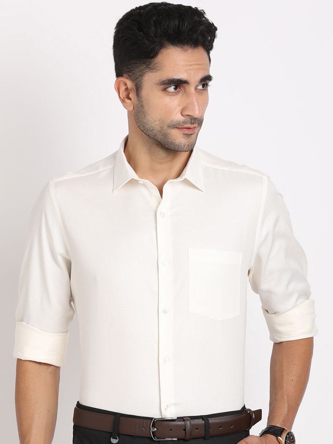 

Turtle Men Standard Opaque Formal Shirt, White