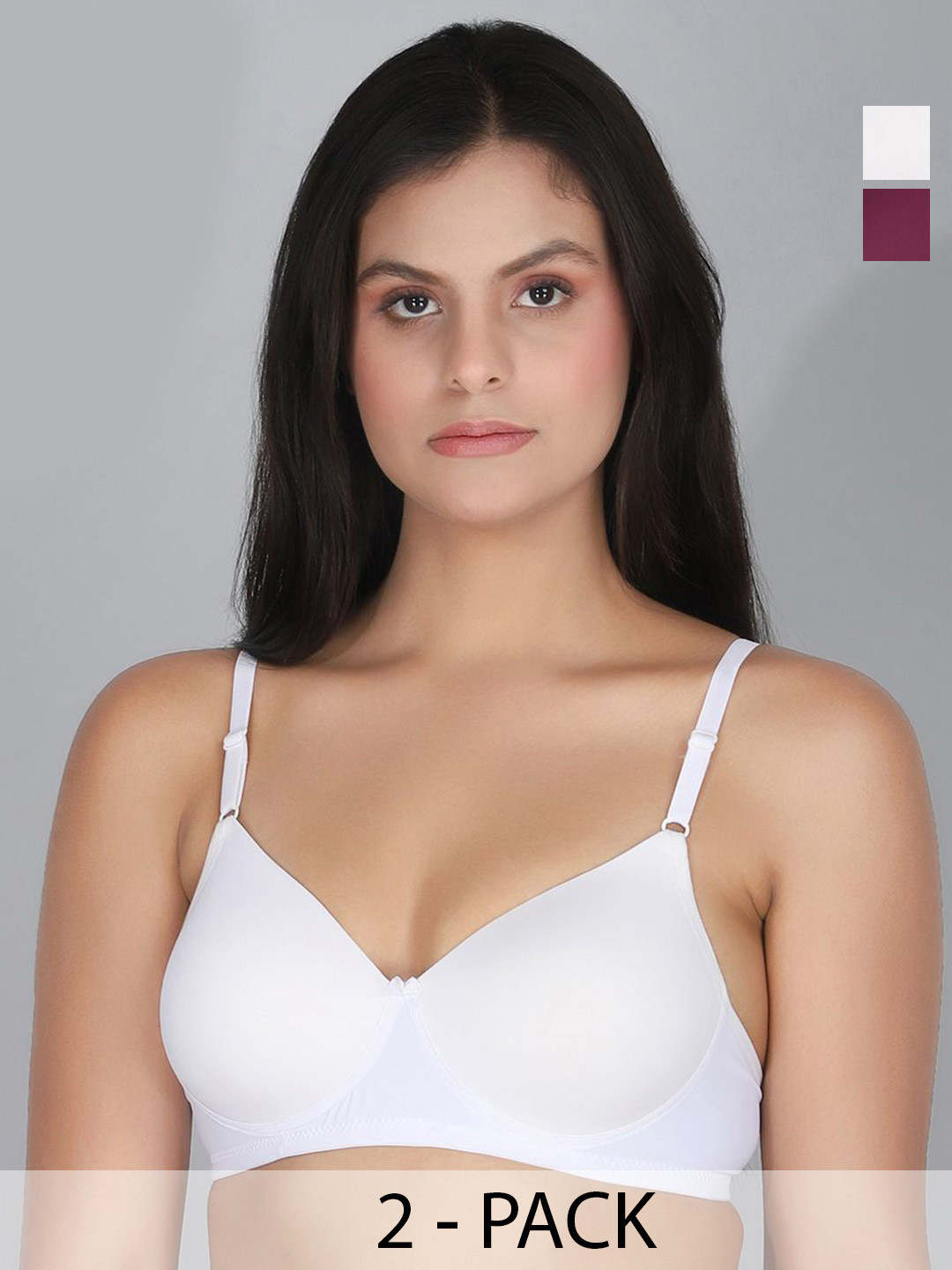 

StyFun Pack of 2 Full Coverage Lightly Padded T-shirt Bra, White
