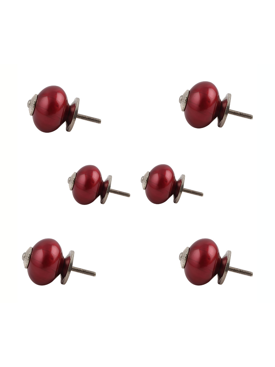

Indianshelf 6Pcs Red Textured Ceramic Knobs