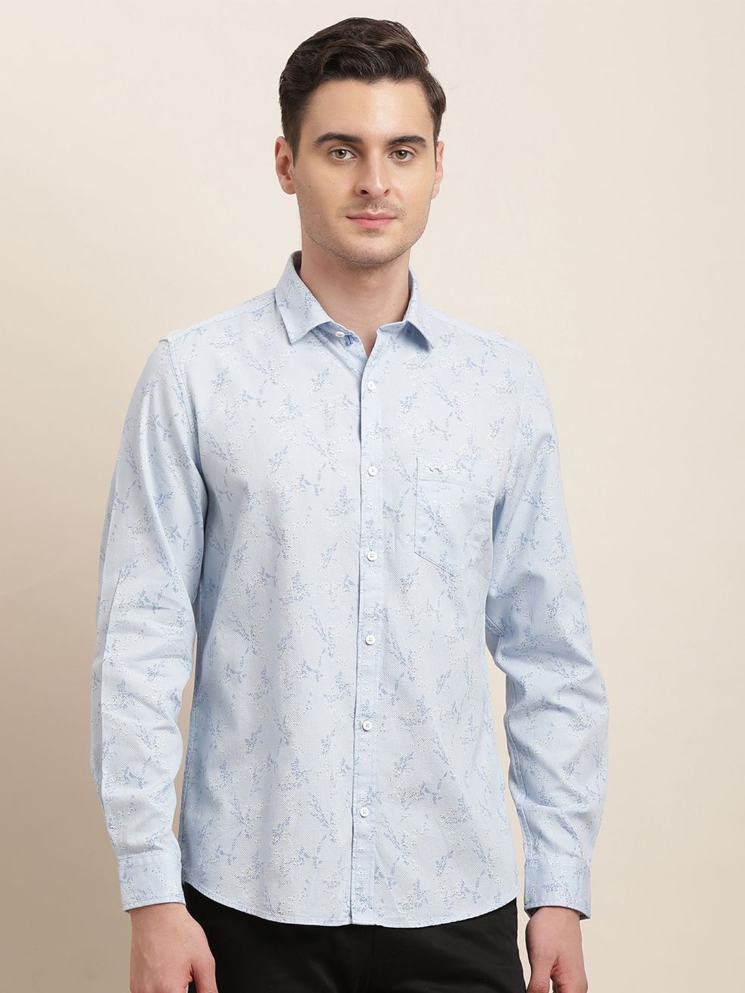 

Turtle Men Relaxed Slim Fit Floral Opaque Printed Casual Shirt, Blue