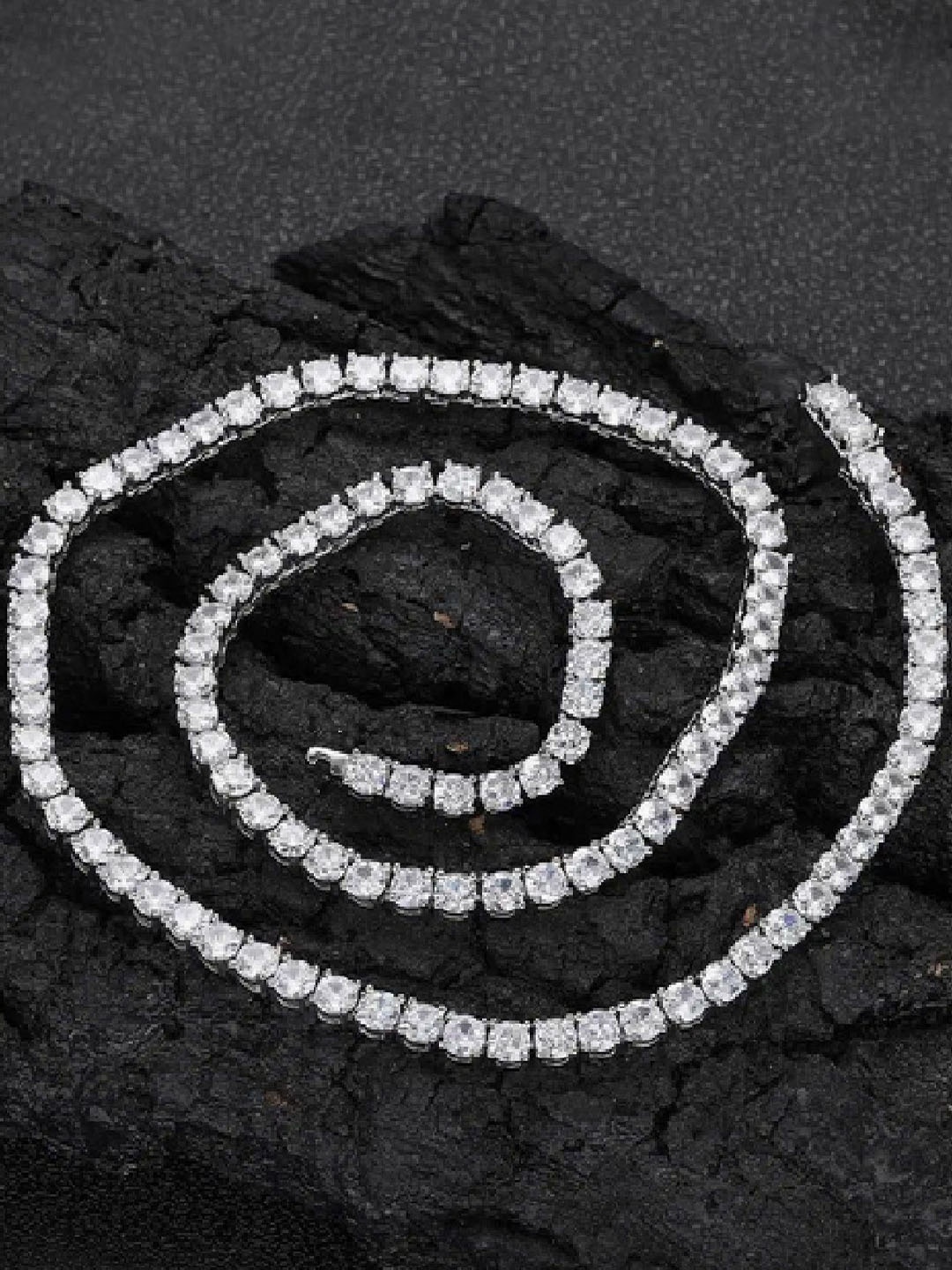 

RUHI COLLECTION Unisex Rhodium-Plated Necklace, Silver