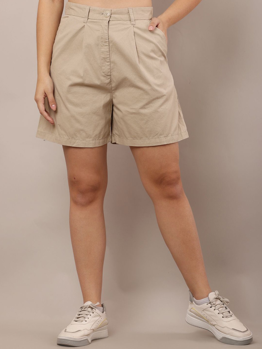 

NoBarr Women Mid-Rise Shorts, Beige
