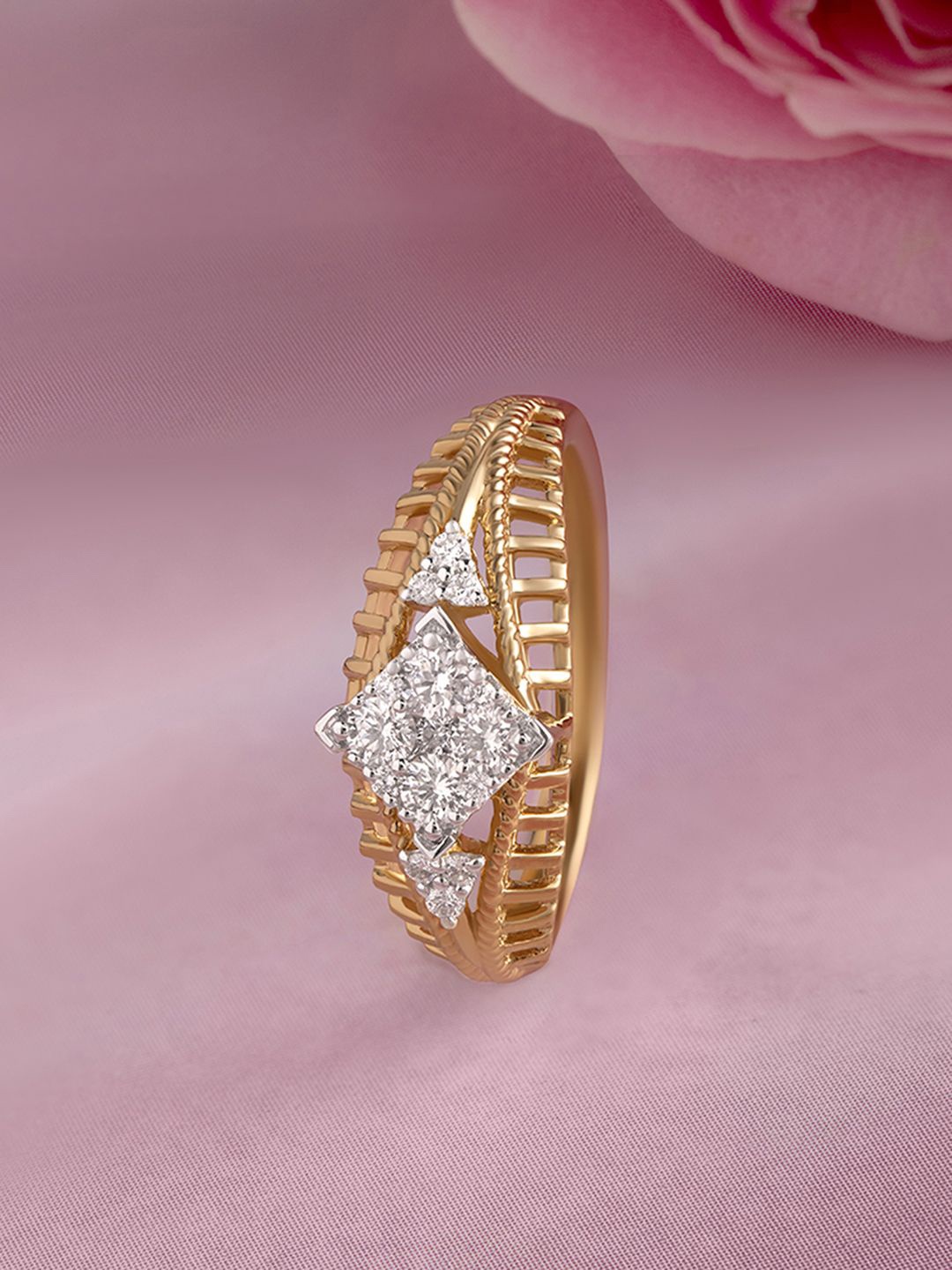 

Mia by Tanishq Women 14Kt Yellow Gold- Plated AD Stone Studded Finger Ring