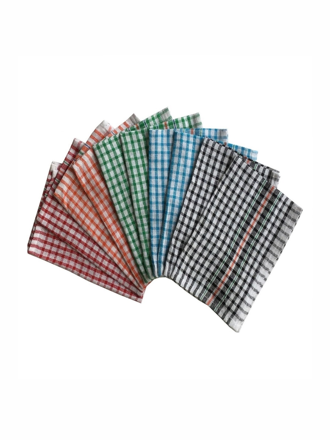

Lushomes 10-Pcs Blue & Yellow Checked Cotton Kitchen Towels