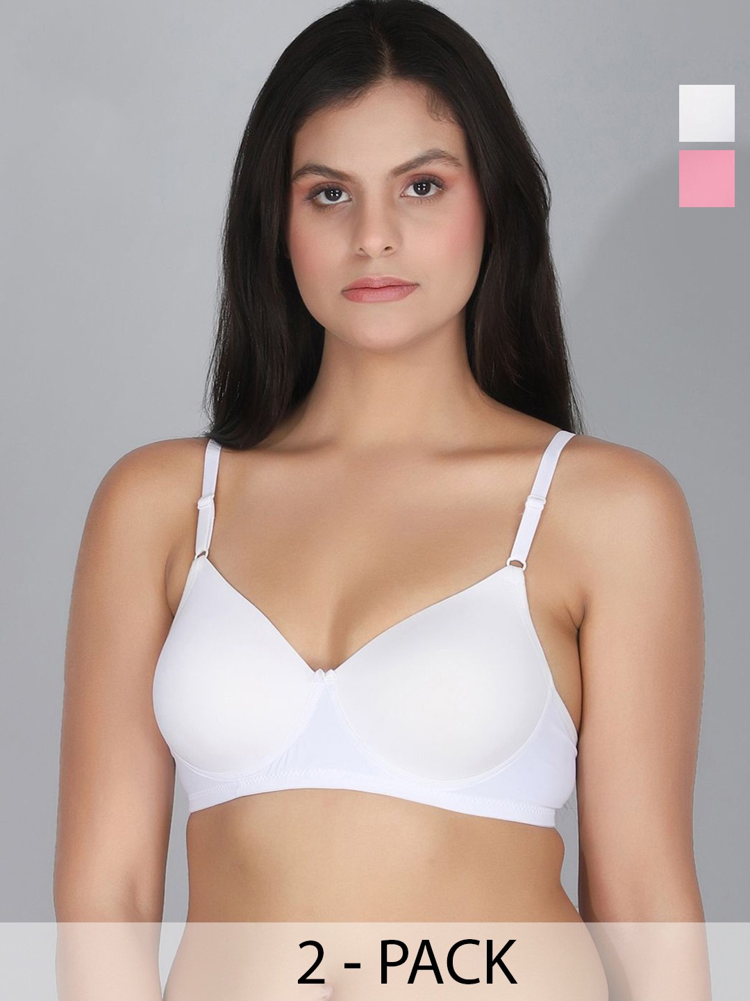 

StyFun Women Pack of 2 Full Coverage Lightly Padded Bra, White