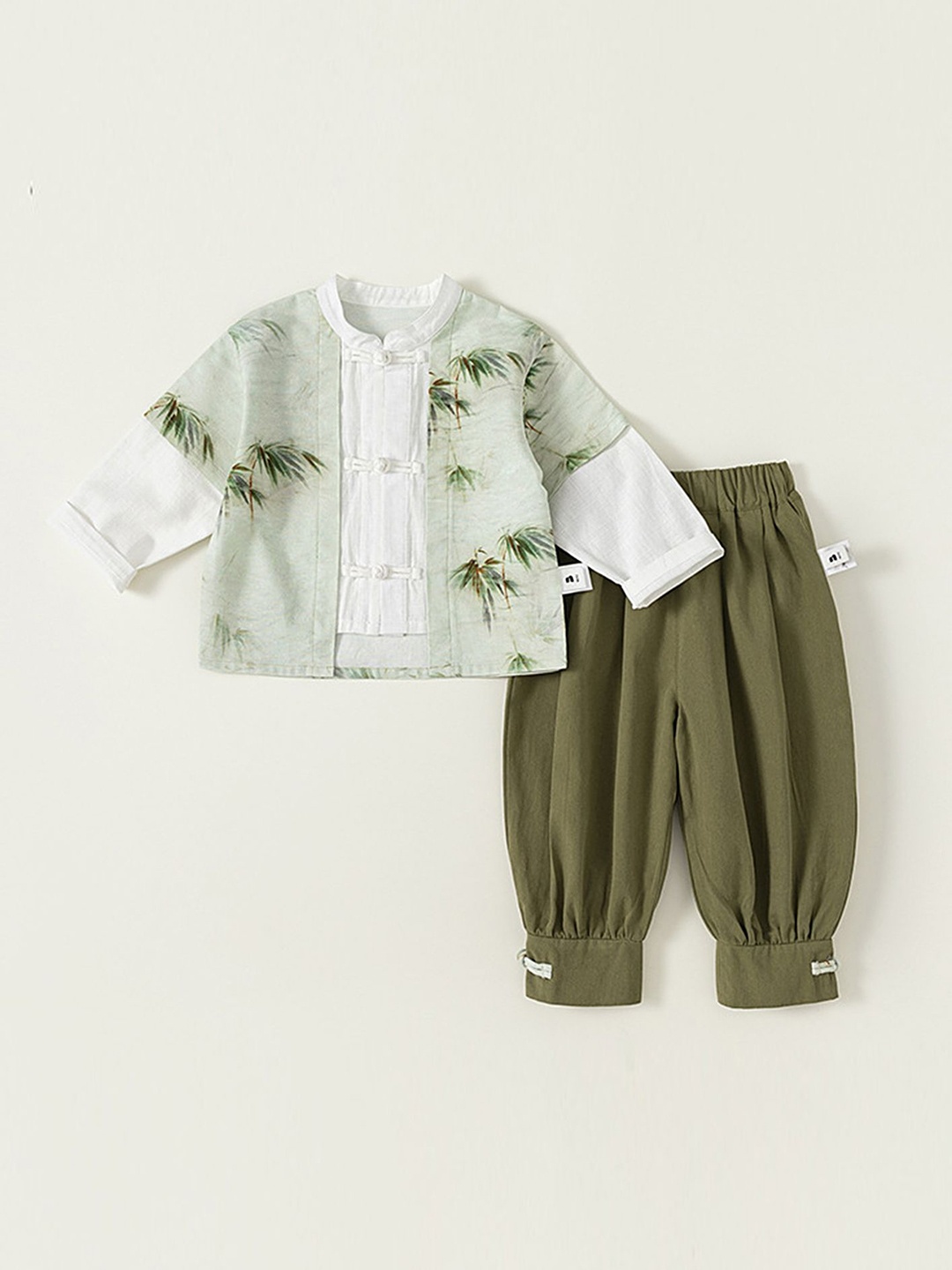 

LULU & SKY Boys Printed Shirt with Trousers, Green