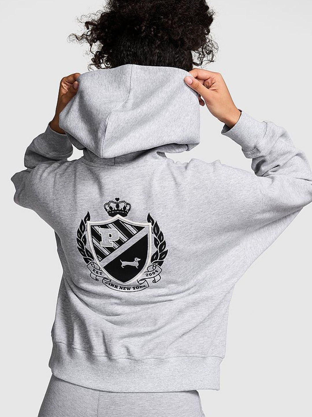 

Victoria's Secret Women Hooded Neck Cotton Pullover Sweatshirt, Grey