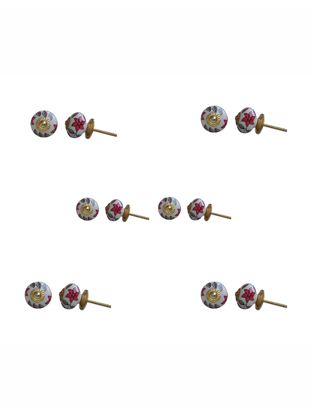 

Indianshelf 12-Pcs White & Red Printed Ceramic Knobs