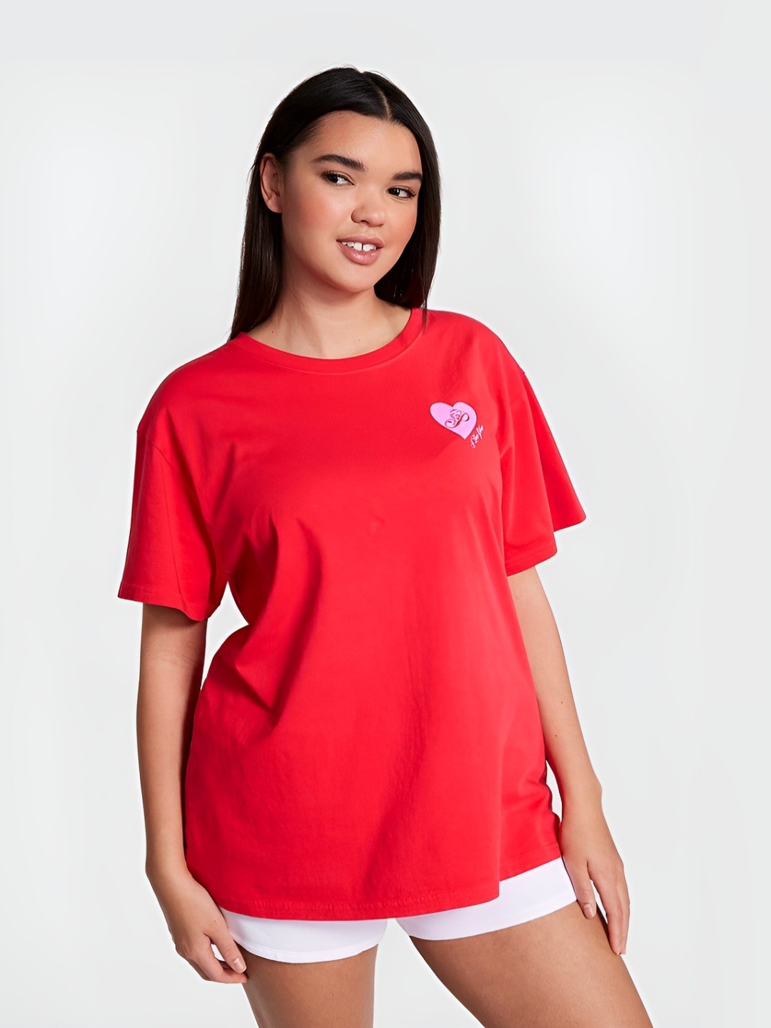 

Victoria's Secret Women Drop-Shoulder Sleeves Applique T-shirt, Red