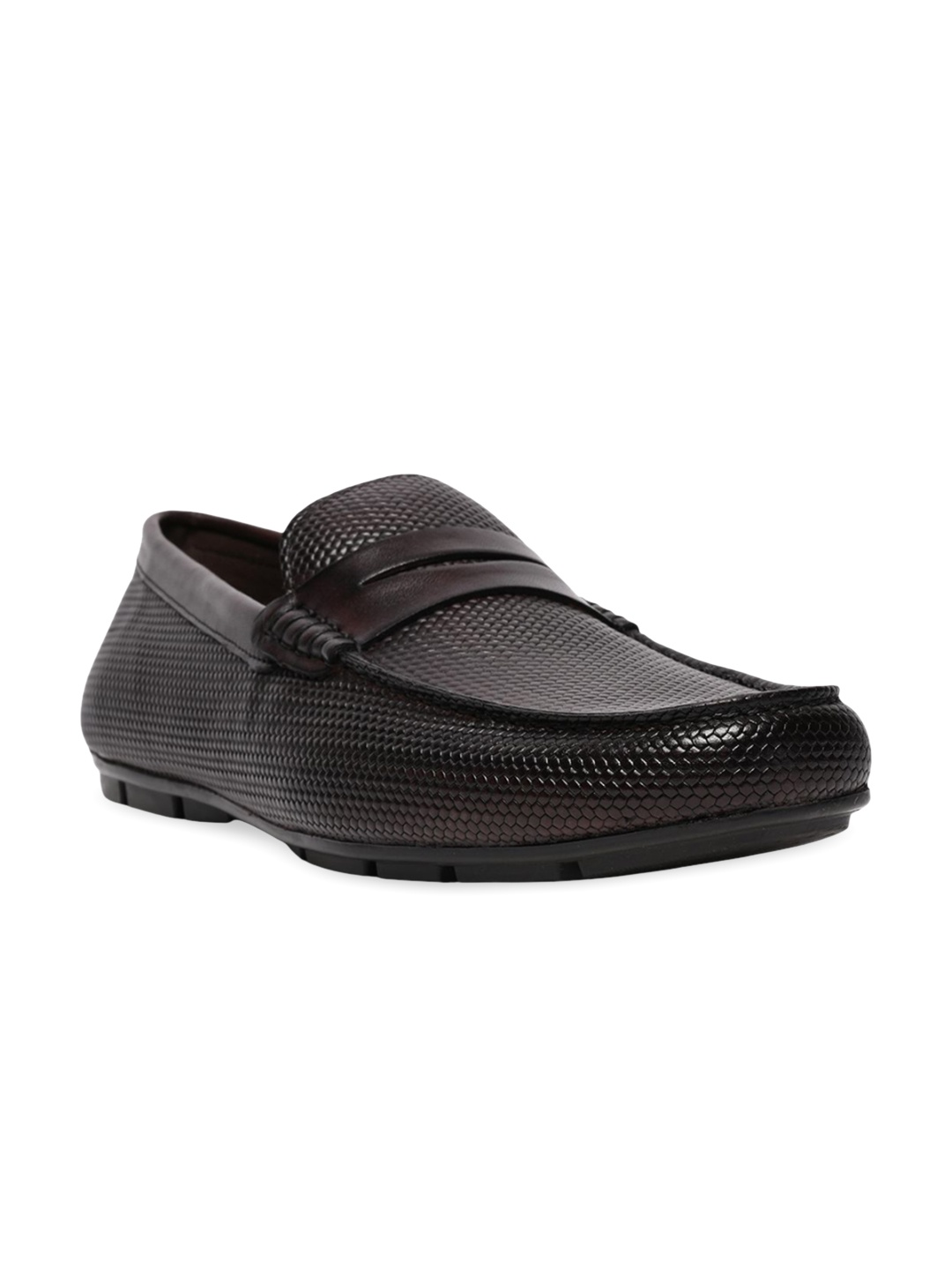 

ALDO Men Textured Leather Slip-On Loafers, Brown