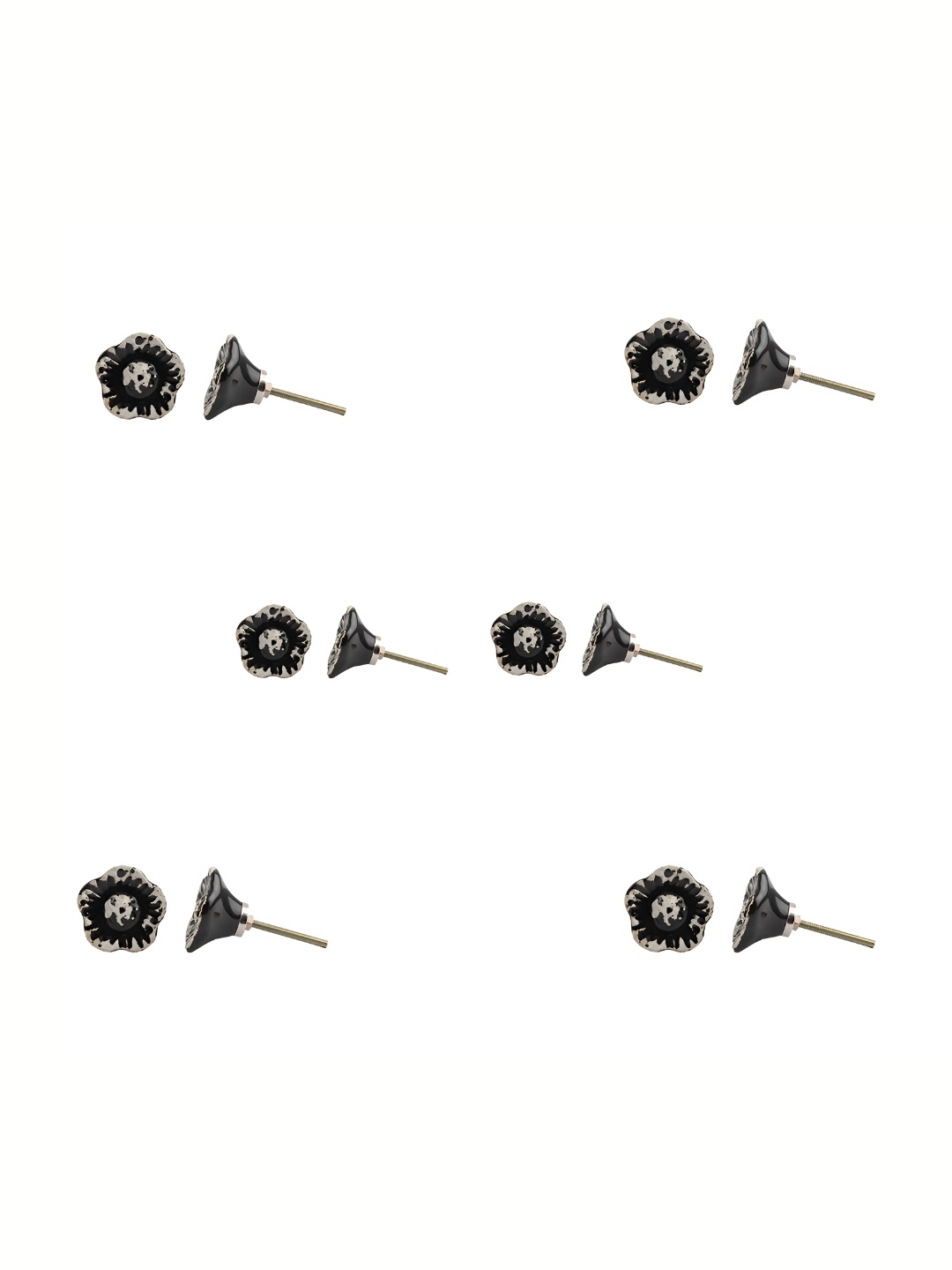 

Indianshelf 6Pcs Black & White Textured Ceramic Daffodils Knobs
