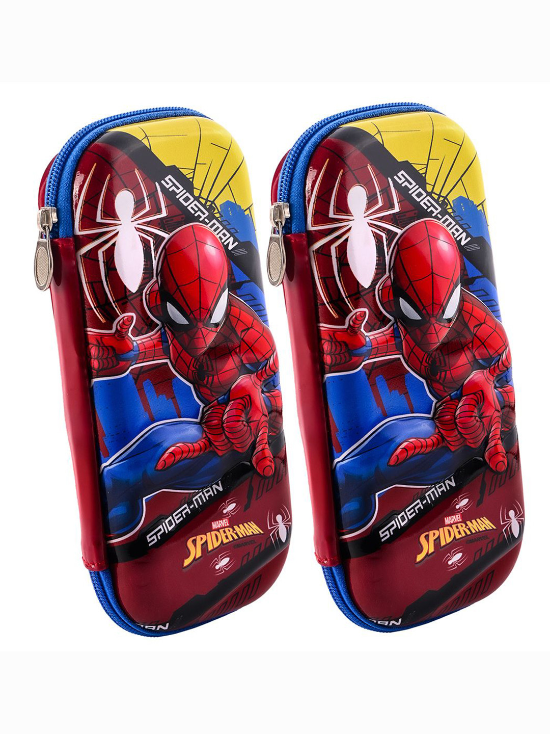 

Kuber Industries Maroon & Blue 2 Pieces Spider-Man 3D Printed Pencil Box with Zip