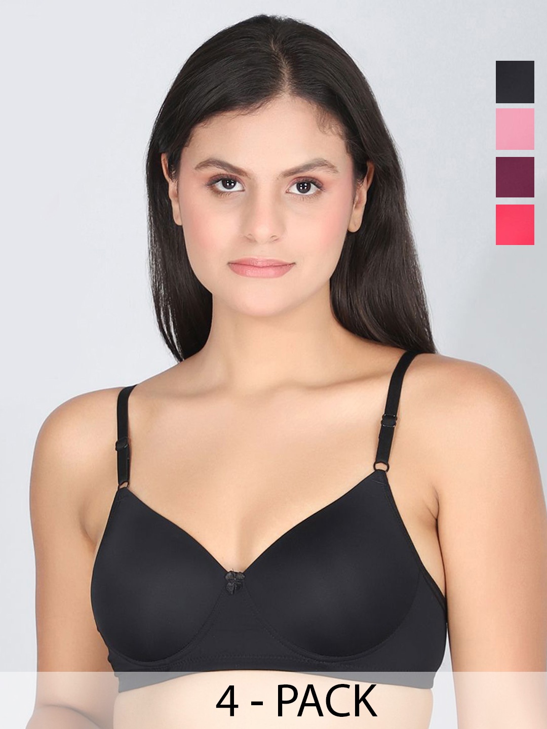 

StyFun Women Pack of 4 Seamless Full Coverage Lightly Padded Bra, Black