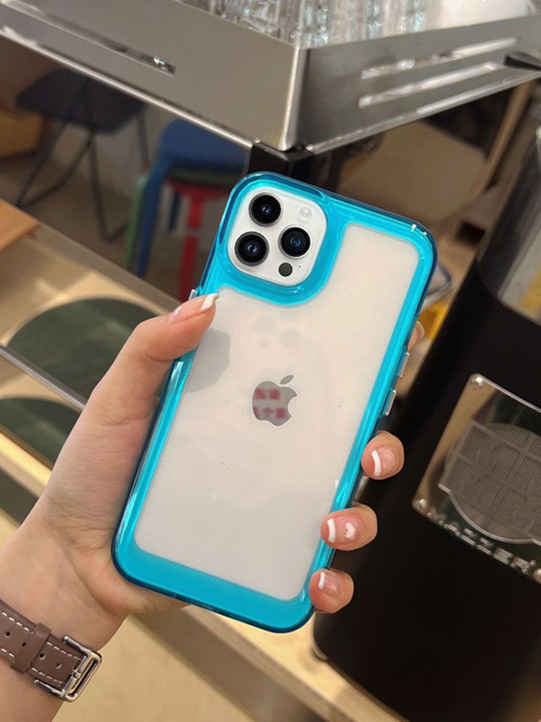 

Luxury Kase Solid Printed iPhone 13 Pro Max Back Case Mobile Accessories, Blue