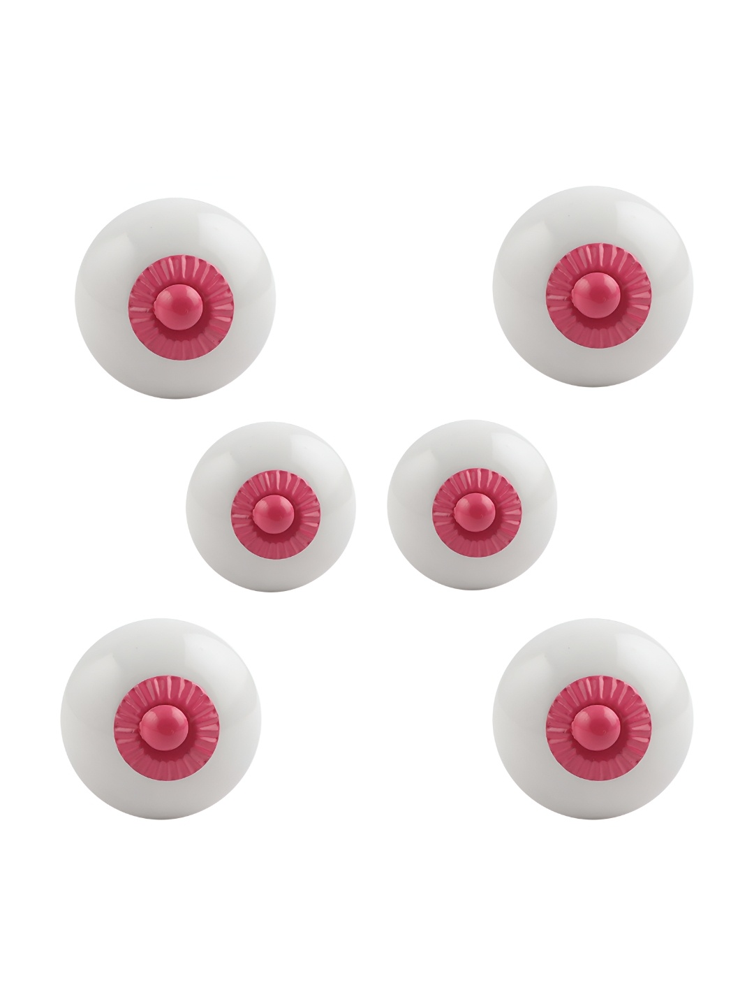 

Indianshelf White & Red 6 Pieces Textured Ceramic Knobs