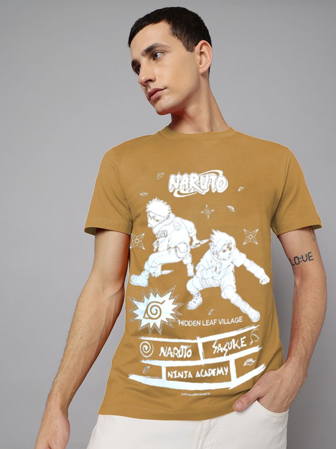 

Free Authority Men Naruto Printed Pure Cotton Tshirt, Mustard