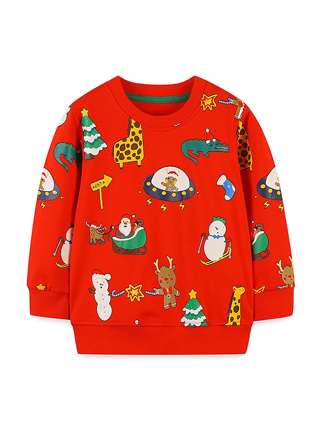 

LULU & SKY Girls Printed Round Neck Sweatshirt, Red