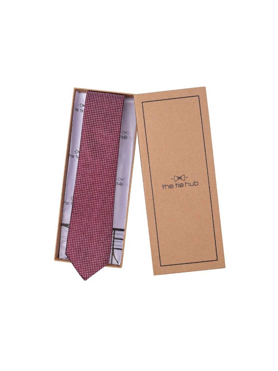 

The Tie Hub Men Printed Skinny Tie, Red