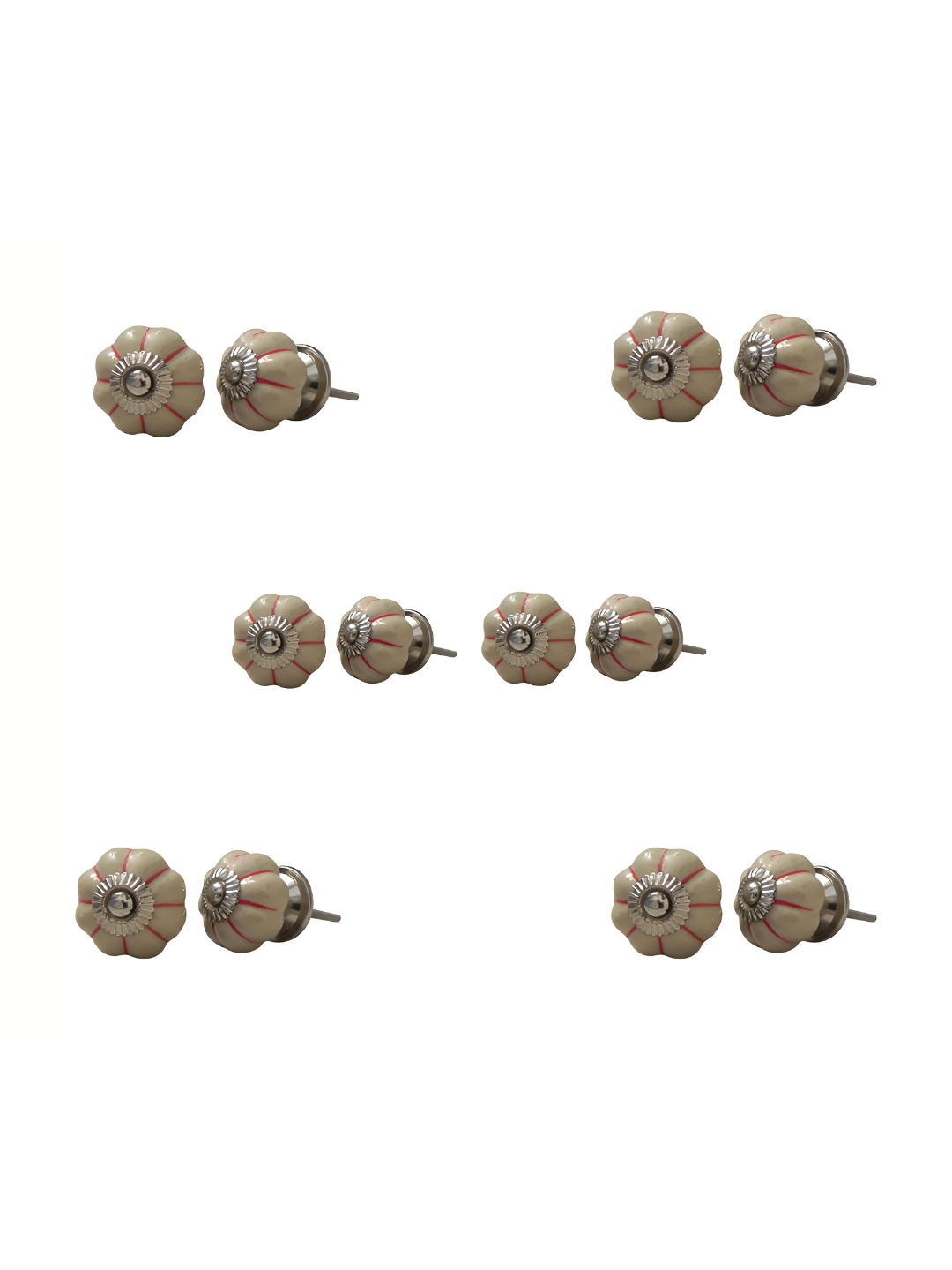 

Indianshelf 6-Pcs Beige & Pink Printed Ceramic Knobs