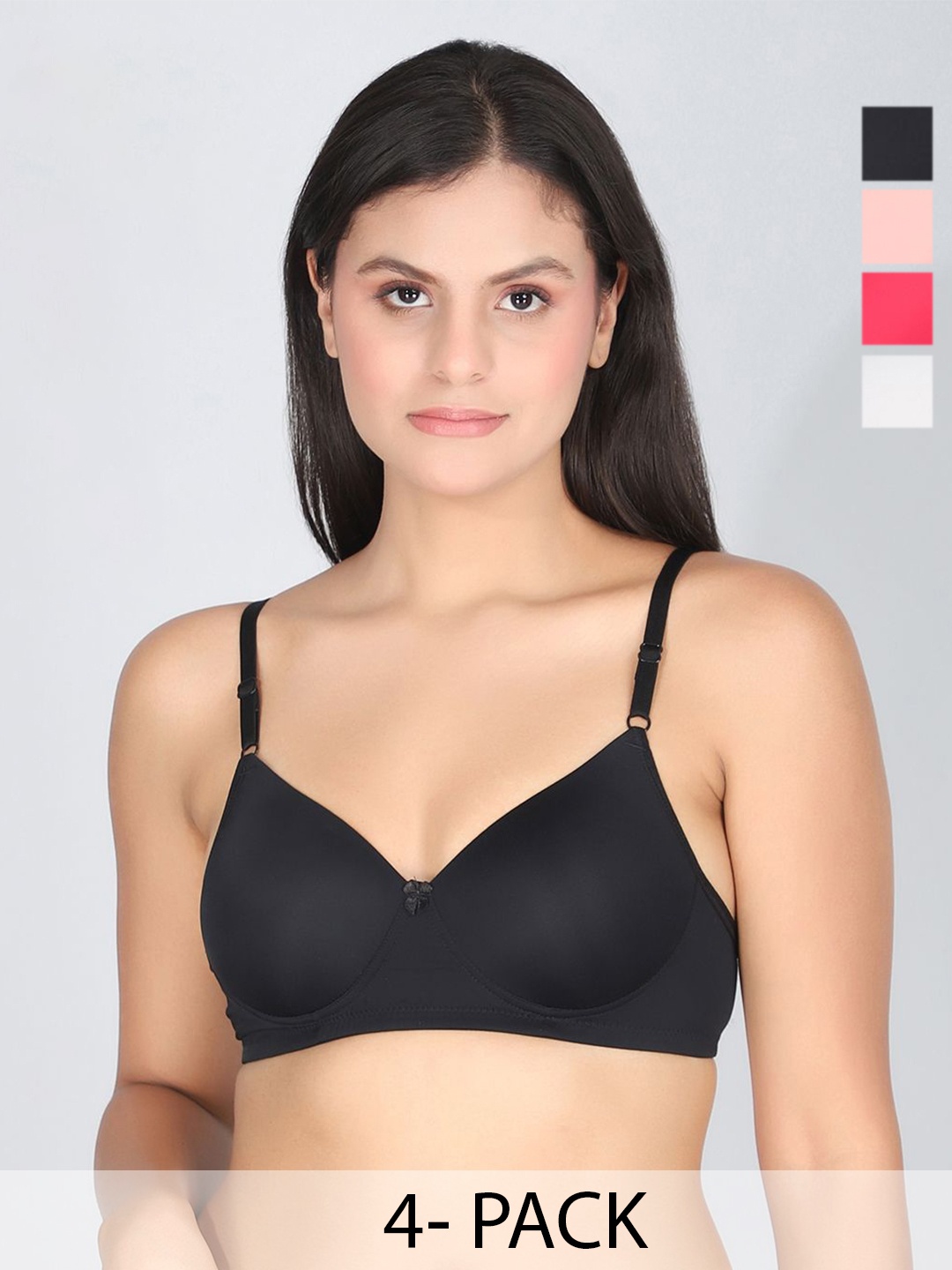 

StyFun Pack Of 4 Full Coverage Lightly Padded Underwired T-shirt Bra, White