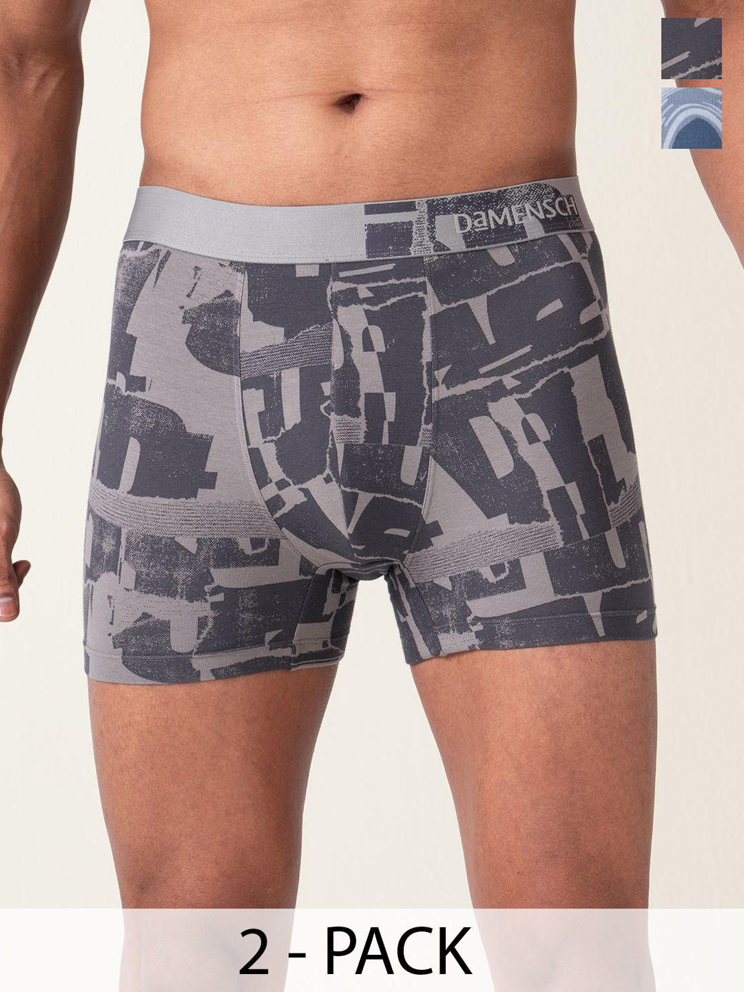 

DAMENSCH Pack of 2 Men Premium Cotton Printed New Avatar Trunk, Grey
