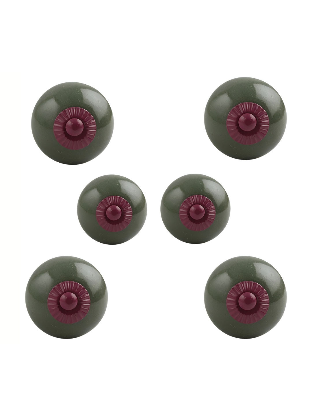 

Indianshelf 6-Pcs Green & Violet Ceramic Round Knobs