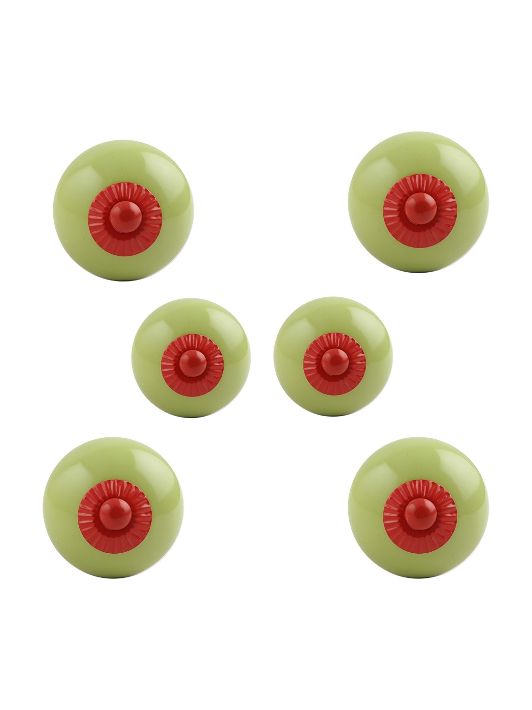 

Indianshelf 6-Pcs Green & Red Printed Ceramic Knobs