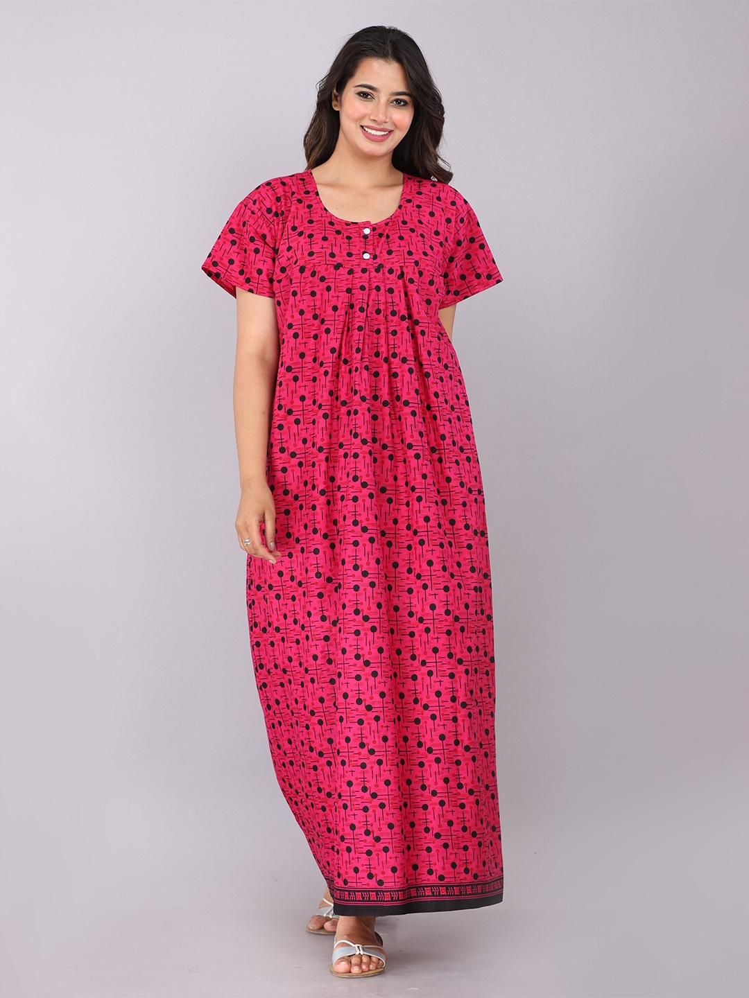 

MAYA PRINT Printed Maxi Nightdress, Pink