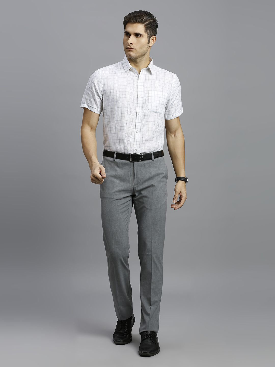

Reid & Taylor Men Classic Opaque Checked Formal Shirt, White