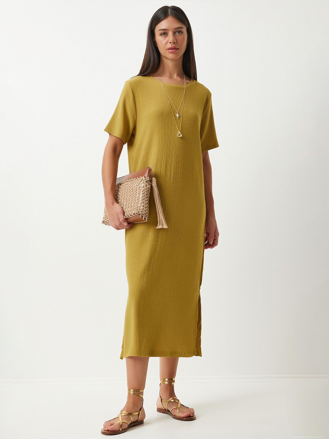 

Trendyol A-Line Midi Dress, Na