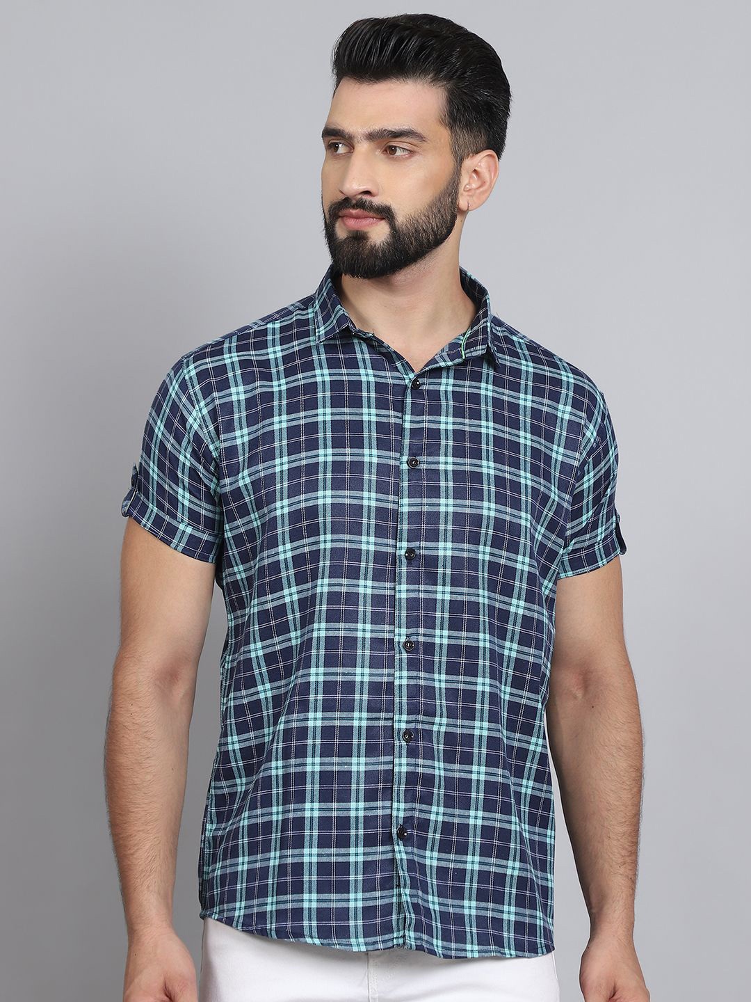 

Tanip Men Sheer Checked Casual Shirt, Green