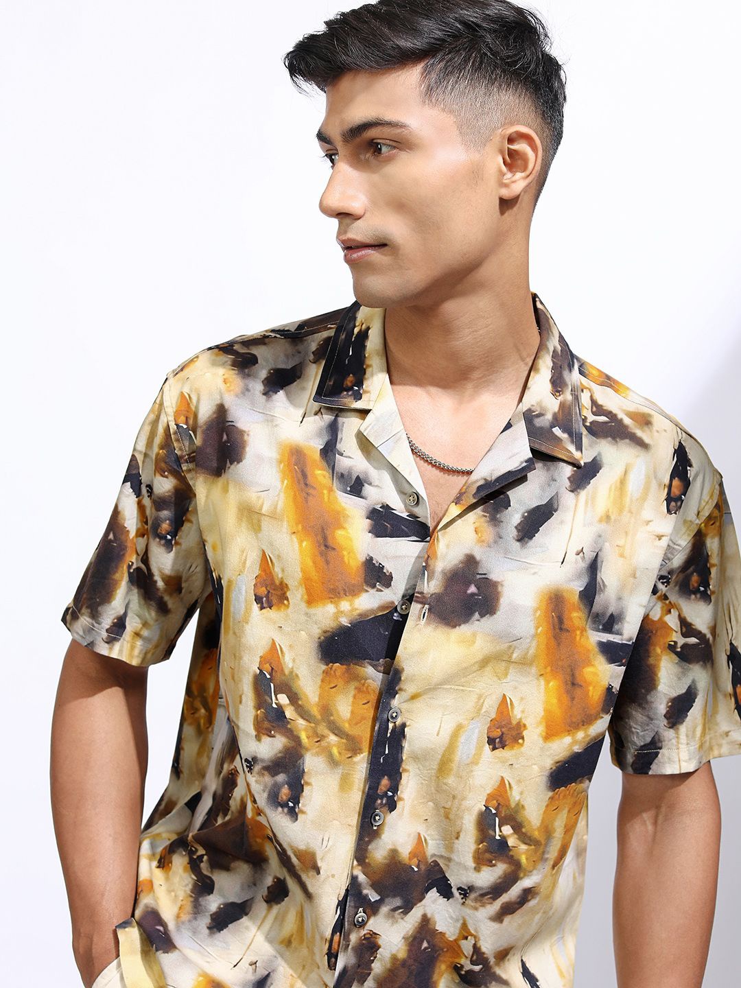 

LOCOMOTIVE Premium Men color Printed Cuban Collar Relaxed Shirt, Multi