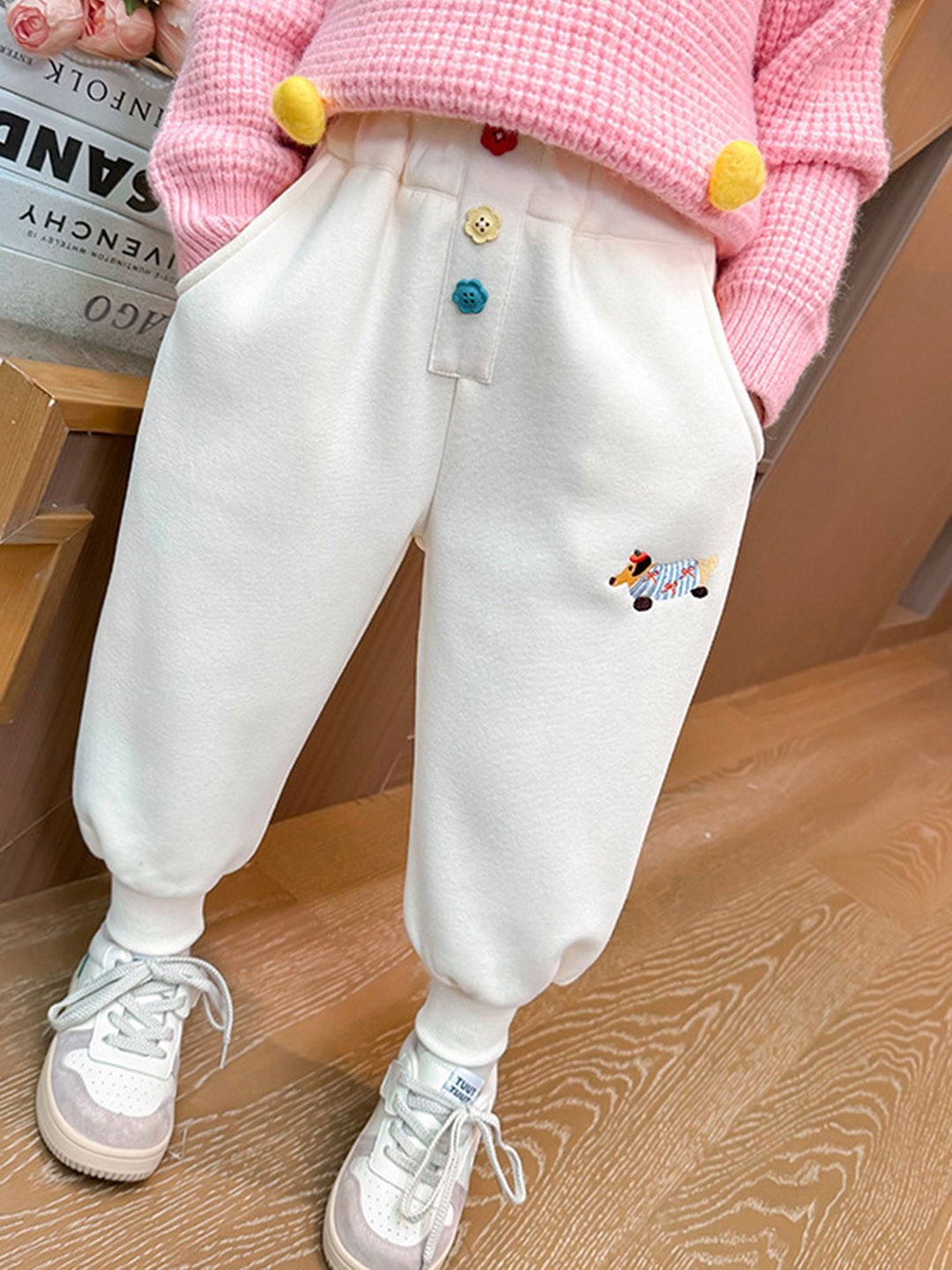 

LULU & SKY Girls High-Rise Chinos Trousers, Off white