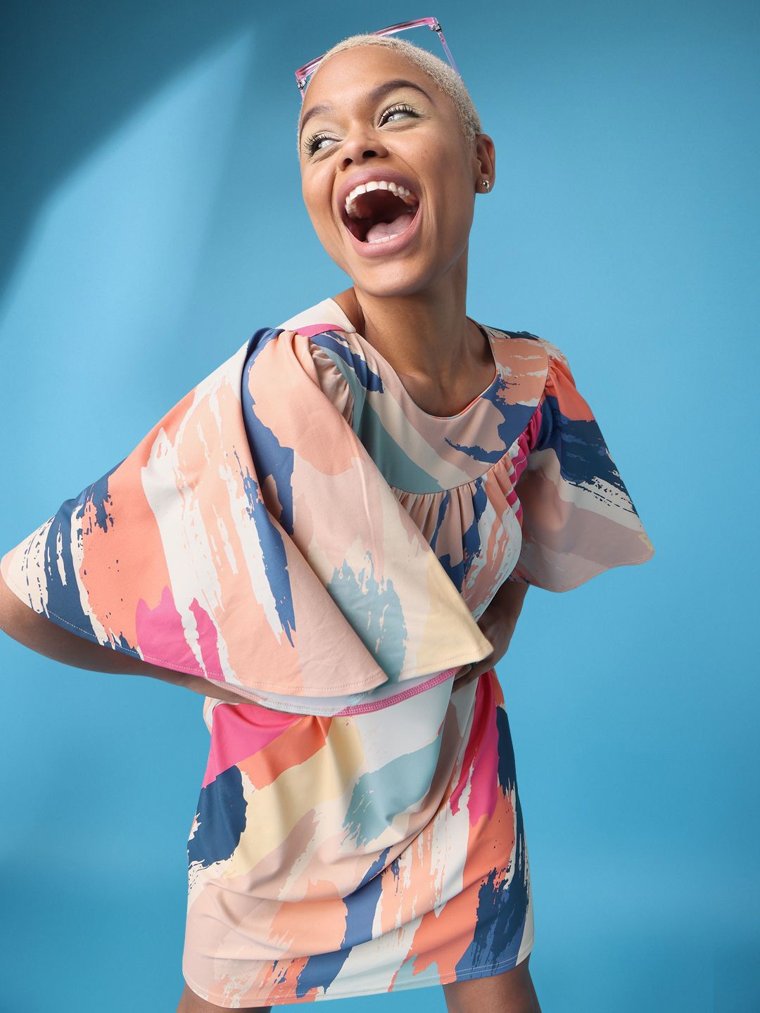 

PURVAJA Printed Sheath Dress, Peach