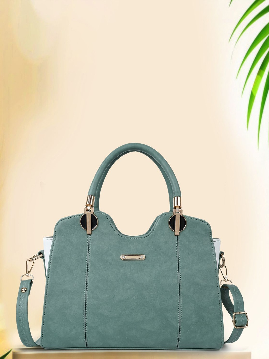 

SPOTIC Structured Satchel with Tasselled, Sea green