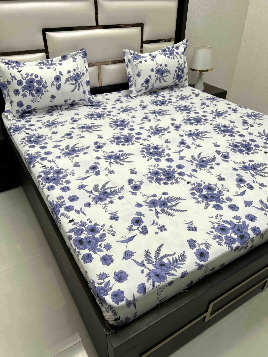 

Pure Decor Queen Size Double Bed Bedsheet With 2 Pillow Covers 2.28 m x 2.54 m, Blue