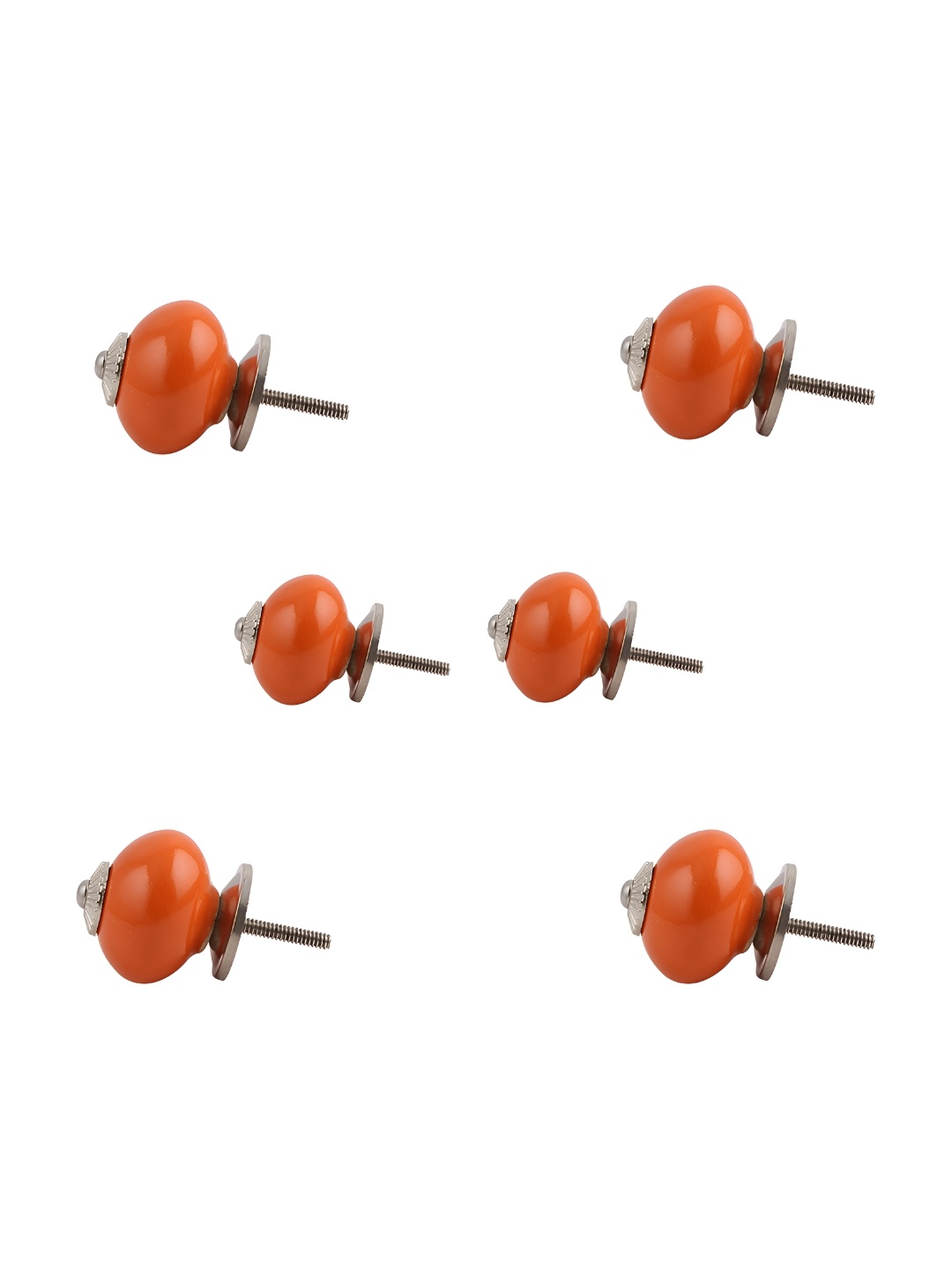 

Indianshelf 6-Pcs Orange & Grey Printed Ceramic Knobs