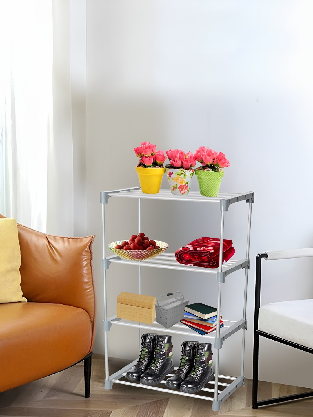 

Decent Hut 4 Shelves Portable Shoe Rack, Grey