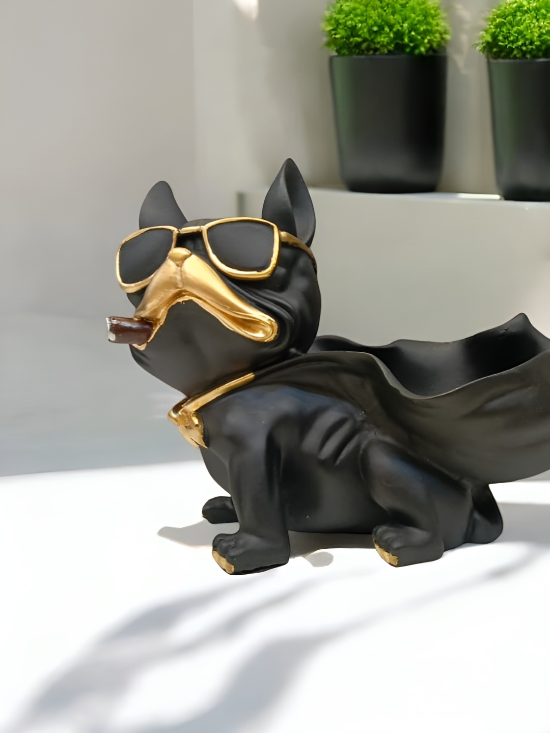 

SANKALAN CREATIONS Black Dog with Sunglasses Figurine Showpiece