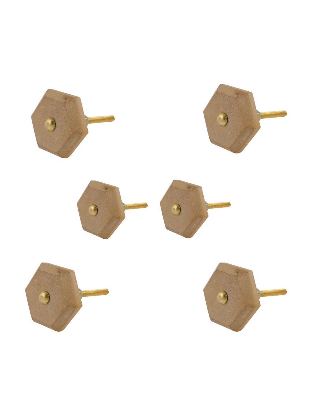 

Indianshelf Set Of 6 Brown & Yellow Stone Hexagon Knobs