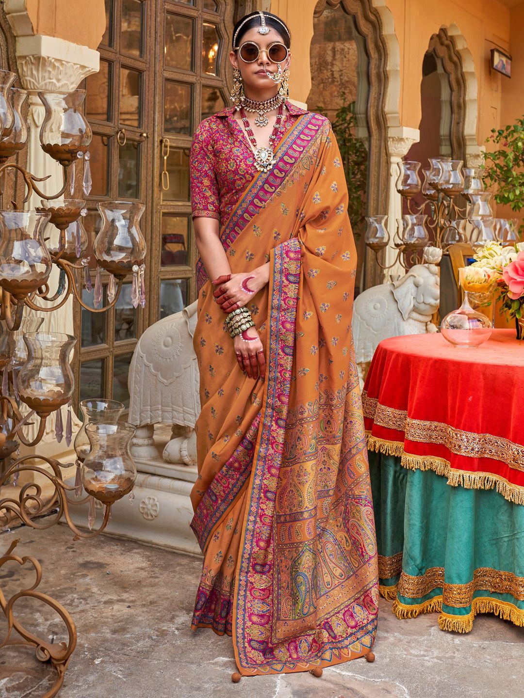 

Anouk Ethnic Motifs Silk Blend Kanjeevaram Saree, Orange