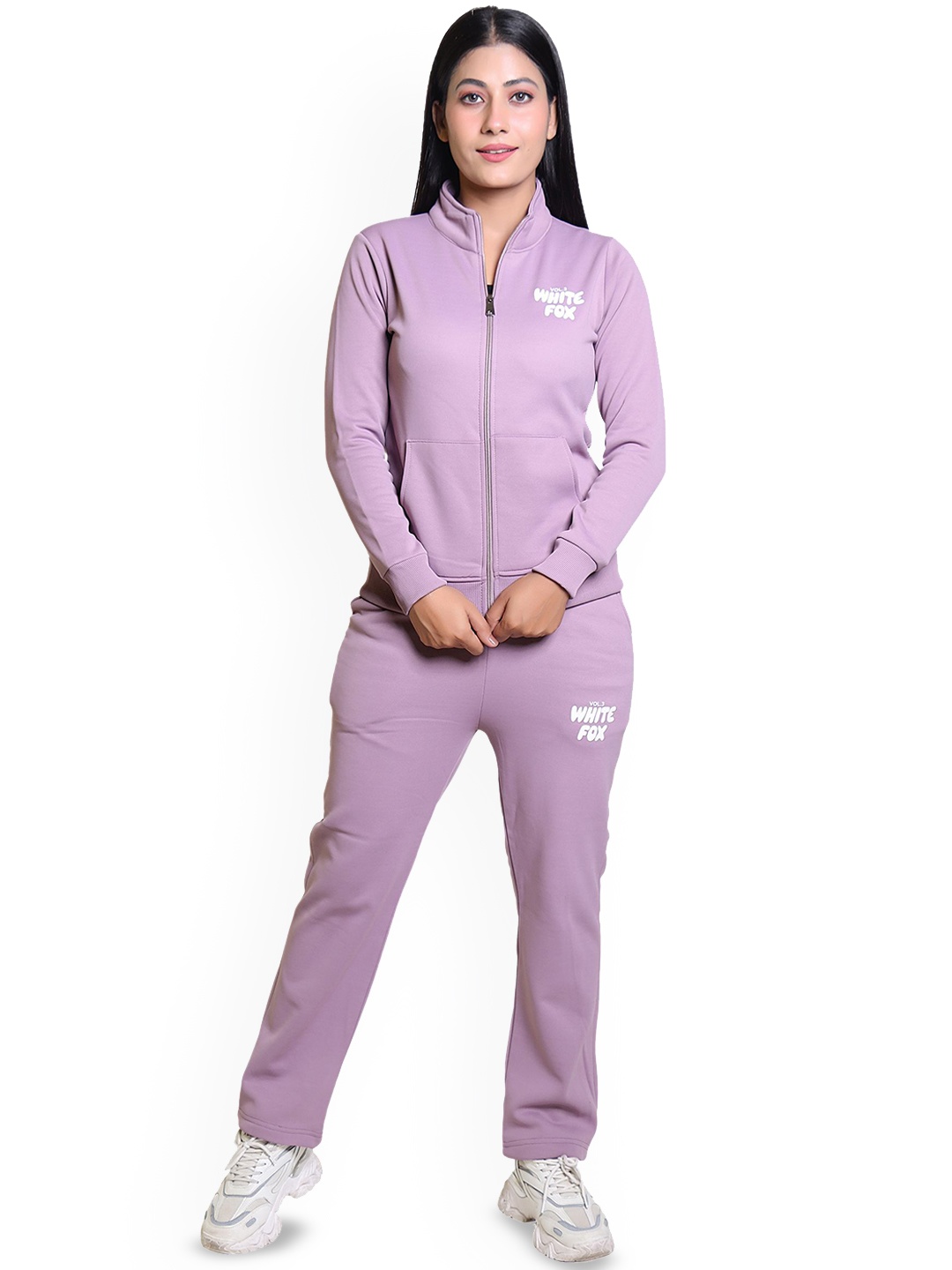 

Divine Girl Women Typography Printed Tracksuit, Purple