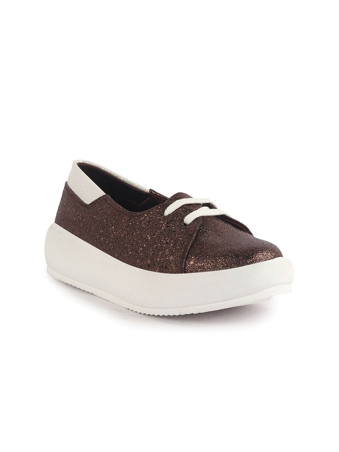 

FAUSTO Women PU Round Toe Slip-On Sneakers, Copper