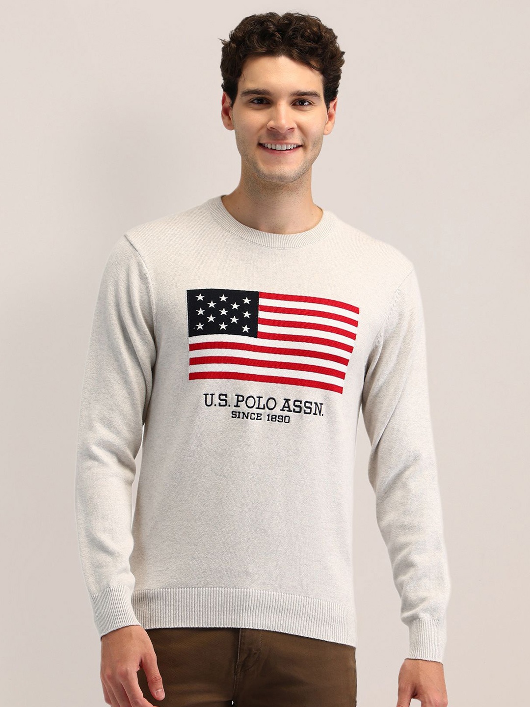 

U.S. Polo Assn. Men Printed Pullover, White